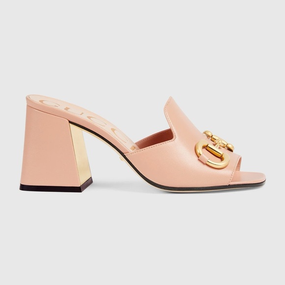 Gucci Horsebit 75mm Heeled Mules Pink 36.5 - Picture 1 of 8